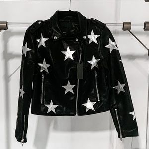 Blank NYC vegan leather stardust moto jacket